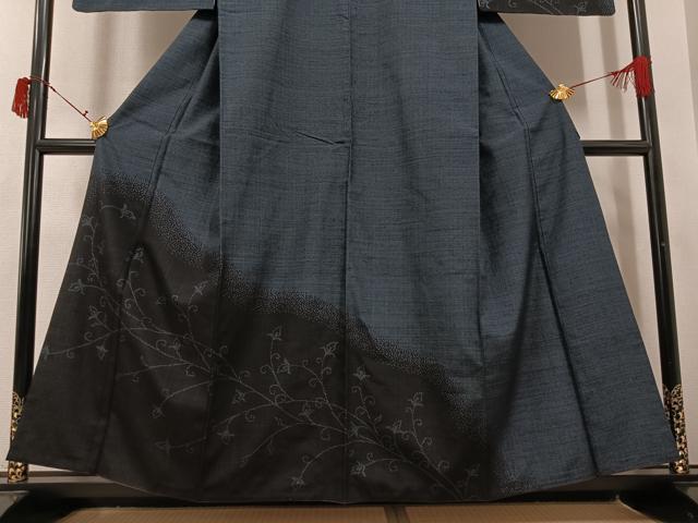 平和屋着物●訪問着 結城紬 花唐草文 正絹 逸品 AABJ0093ph