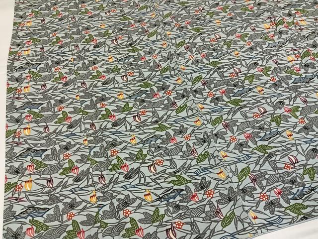 平和屋着物●本場琉球紅型 藤村玲子 小紋 草花文 正絹 逸品 AABJ0100ph