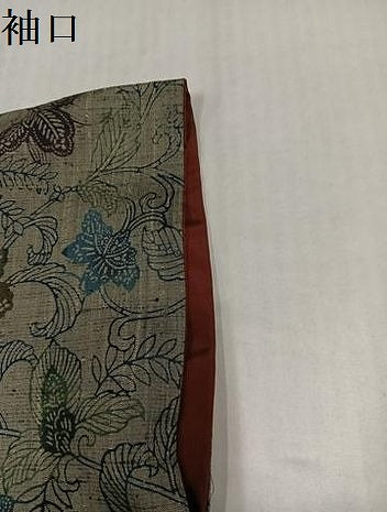 平和屋着物●上質な小紋 紬地 型染め 更紗唐草文 正絹 逸品 AABJ0108ph