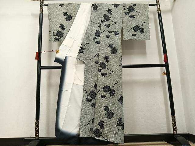 平和屋着物●本疋田絞り 小紋 松竹梅風景文 黒地 正絹 逸品 AABJ0109ph