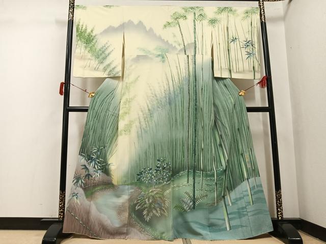 平和屋着物●訪問着 作家物 洛庵 手描き 草木文 暈し染め 正絹 逸品 AABJ0116ph
