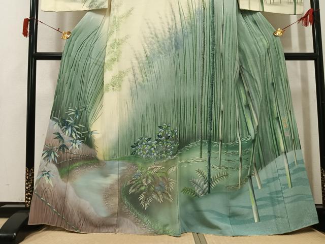 平和屋着物●訪問着 作家物 洛庵 手描き 草木文 暈し染め 正絹 逸品 AABJ0116ph