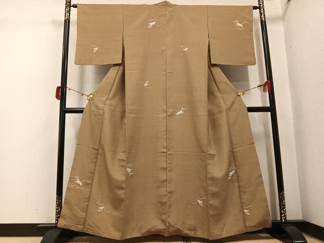 平和屋着物●上質な紬 絞り 兎 正絹 逸品 AABJ0122ph