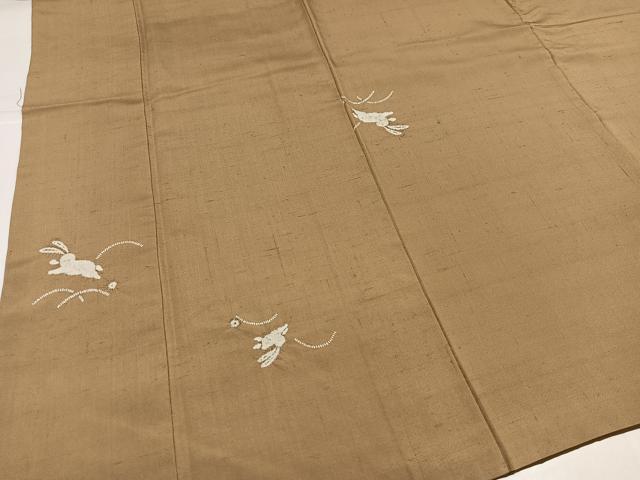 平和屋着物●上質な紬 絞り 兎 正絹 逸品 AABJ0122ph