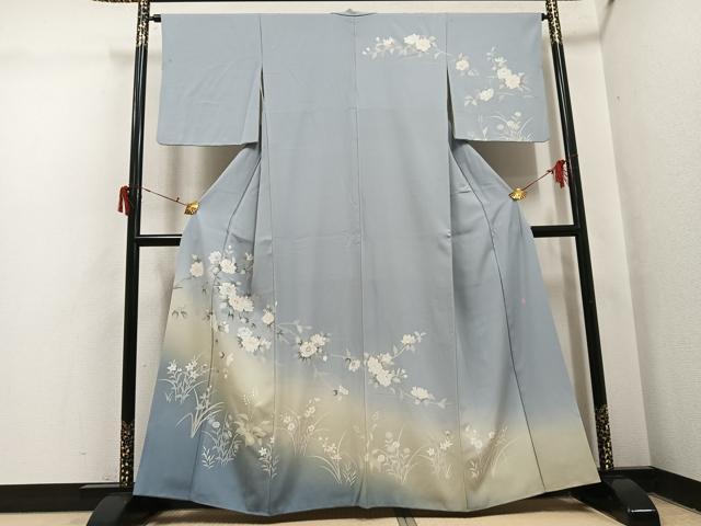 平和屋着物●訪問着 友禅 作家物 純 枝花文 暈し染め 正絹 逸品 AABJ0131ph