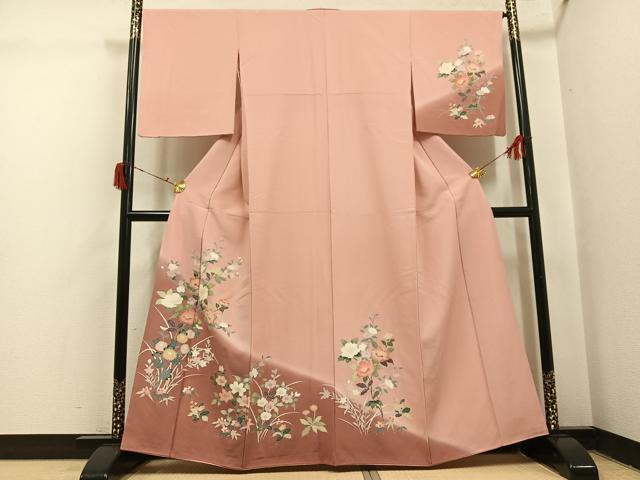 平和屋着物●訪問着 友禅 草花文 暈し染め 正絹 逸品 AABJ0132ph