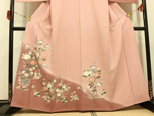 平和屋着物●訪問着 友禅 草花文 暈し染め 正絹 逸品 AABJ0132ph