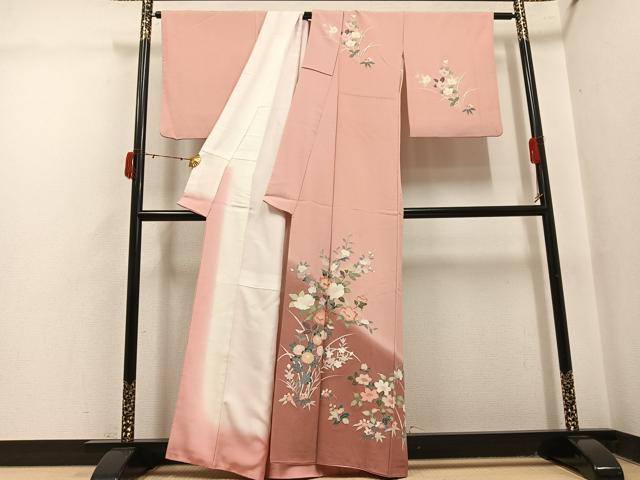 平和屋着物●訪問着 友禅 草花文 暈し染め 正絹 逸品 AABJ0132ph