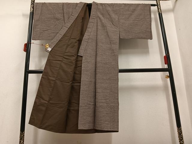 平和屋着物●男性 結城紬 アンサンブル 杢 生壁色 やまと誂製 証紙付き 正絹 逸品 AABJ0137ph