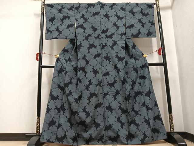 平和屋着物●上質な紬 雪輪文 正絹 逸品 AABJ0139ph