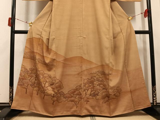 平和屋着物●訪問着 本塩沢 遠山樹林文 暈し染め 正絹 逸品 AABJ0146ph
