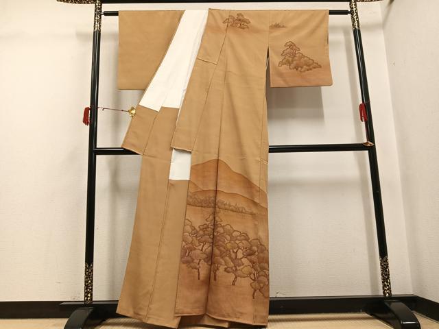 平和屋着物●訪問着 本塩沢 遠山樹林文 暈し染め 正絹 逸品 AABJ0146ph
