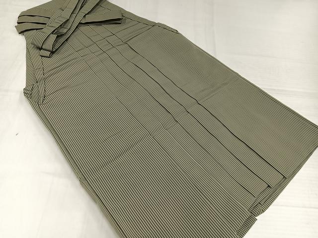 行灯袴 縞 男性 逸品 縞袴 袴 平和屋着物○男性 正絹 | 単品「黒グレー