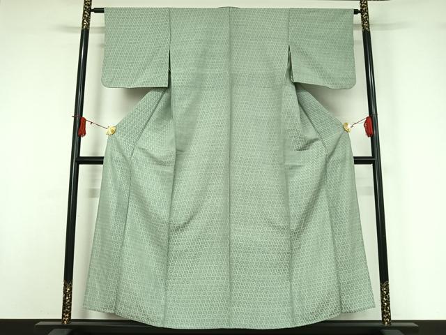平和屋着物▽お召 単衣 文字文 正絹 逸品 AABJ0162jh