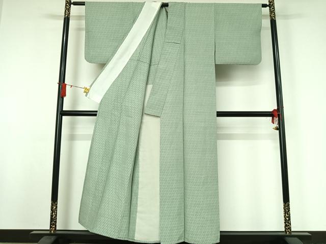 平和屋着物▽お召 単衣 文字文 正絹 逸品 AABJ0162jh