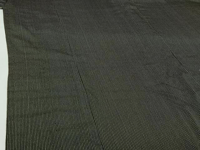 平和屋着物*夏物 男性 お召 縞 黒地 正絹 逸品 AABJ0168jh