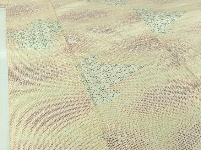 平和屋着物▽上質な紬 単衣 松皮菱文 正絹 逸品 AABJ0173jh