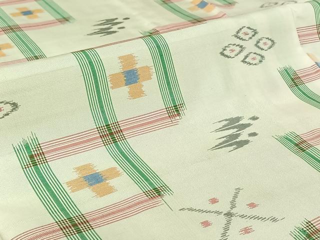 平和屋着物▽本場琉球絣 紬 単衣 正絹 逸品 AABJ0176jh