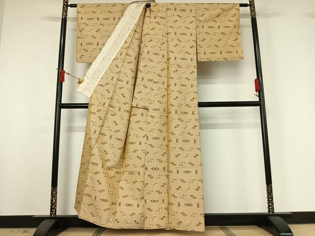 平和屋着物▽本場琉球絣 紬 単衣 正絹 逸品 AABJ0177jh