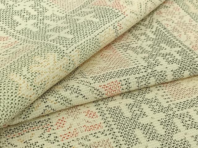 平和屋着物▽本塩沢 単衣 幾何学文様 正絹 逸品 AABJ0179jh