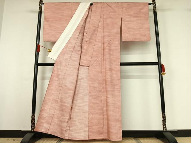 平和屋着物▽上質な紬 単衣 霞文 正絹 逸品 AABJ0185jh