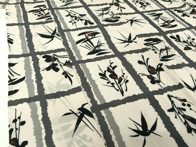平和屋着物▽小紋 単衣 草花文 未使用 AABJ0186jh