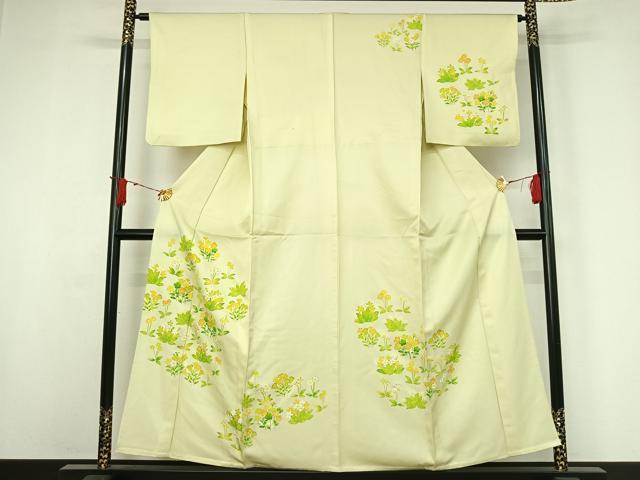 平和屋着物▽訪問着 単衣 草花文 暈し染め 金彩 正絹 逸品 AABJ0192jh