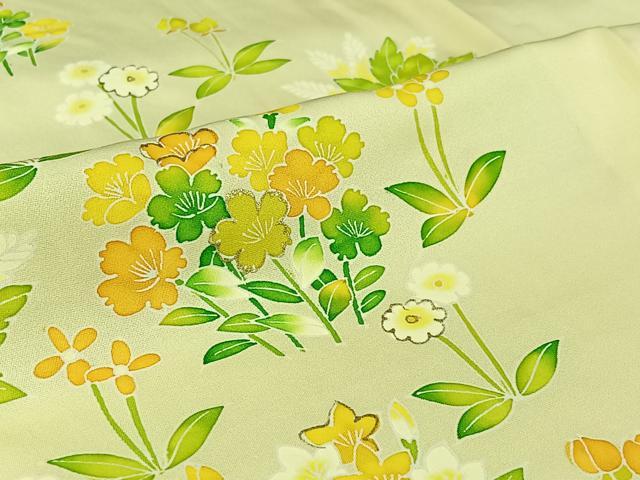 平和屋着物▽訪問着 単衣 草花文 暈し染め 金彩 正絹 逸品 AABJ0192jh