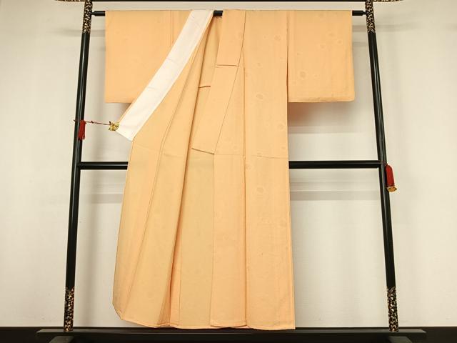平和屋着物▽上質な色無地 単衣 舞花地紋 杏色 正絹 逸品 AABJ0195jh