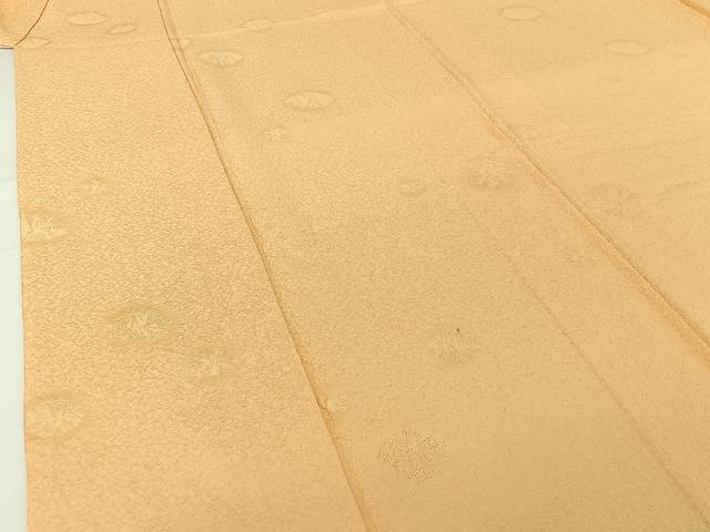 平和屋着物▽上質な色無地 単衣 舞花地紋 杏色 正絹 逸品 AABJ0195jh