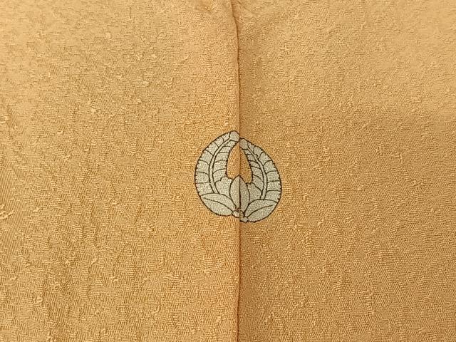 平和屋着物▽上質な色無地 単衣 舞花地紋 杏色 正絹 逸品 AABJ0195jh