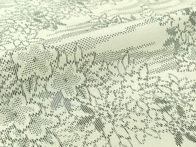 平和屋着物▽上質な紬 単衣 草花文 正絹 逸品 AABJ0201jh