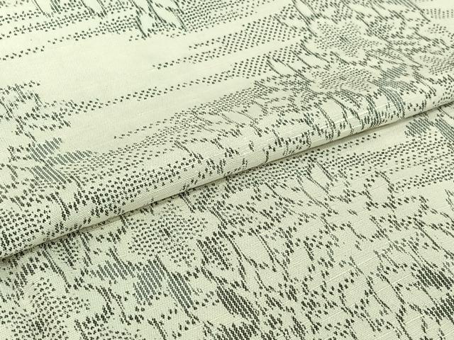 平和屋着物▽上質な紬 単衣 草花文 正絹 逸品 AABJ0201jh