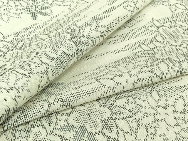 平和屋着物▽上質な紬 単衣 草花文 正絹 逸品 AABJ0201jh