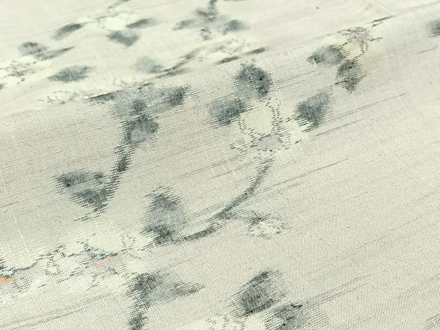 平和屋着物▽上質な紬 単衣 枝花文 正絹 逸品 AABJ0206jh