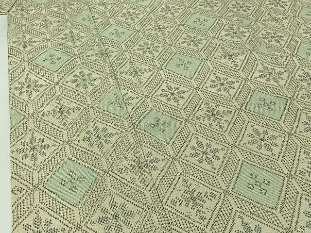 平和屋着物▽本塩沢 単衣 花菱文 正絹 逸品 AABJ0210jh