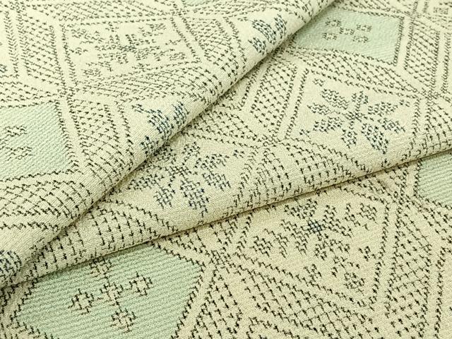 平和屋着物▽本塩沢 単衣 花菱文 正絹 逸品 AABJ0210jh