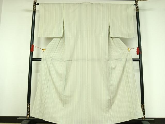 平和屋着物▽本塩沢 単衣 縞 正絹 逸品 AABJ0212jh