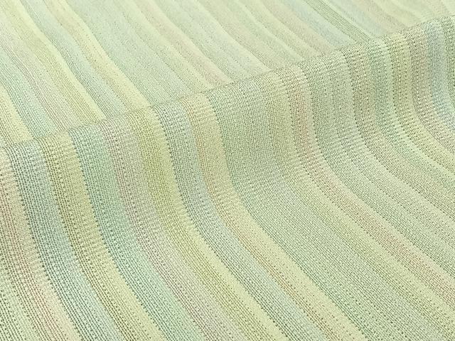 平和屋着物▽本塩沢 単衣 縞 正絹 逸品 AABJ0212jh