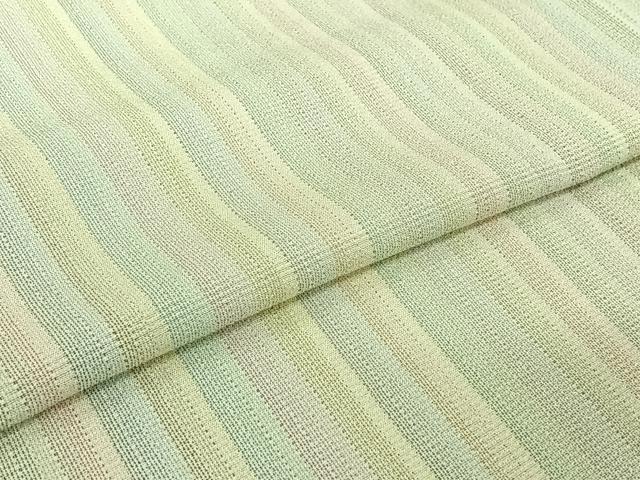 平和屋着物▽本塩沢 単衣 縞 正絹 逸品 AABJ0212jh