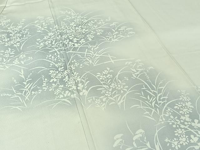 平和屋着物▽訪問着 単衣 刺繍 草花文 暈し染め 正絹 逸品 AABJ0215jh