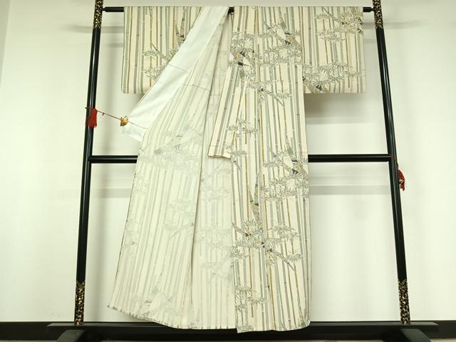 平和屋着物▽上質な小紋 単衣 笹竹花文 正絹 逸品 AABJ0216jh