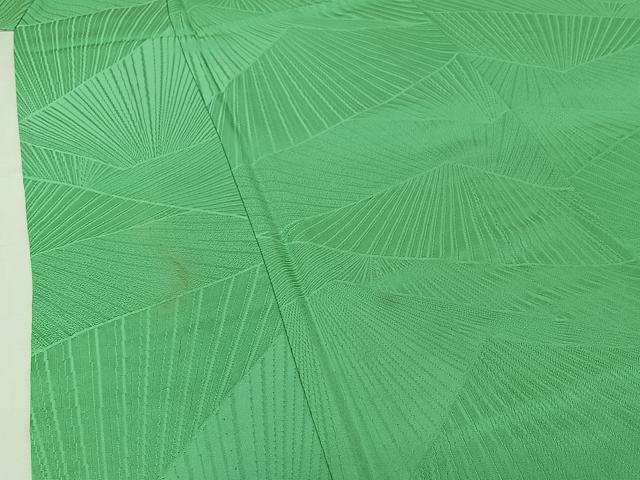 平和屋着物▽上質な色無地 単衣 幾何学地紋 若竹色 正絹 逸品 AABJ0217jh