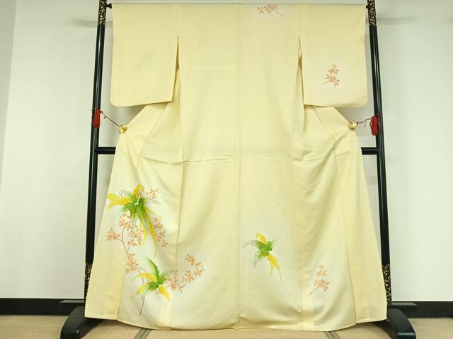 平和屋着物▽訪問着 単衣 枝花文 暈し染め 金彩 正絹 逸品 AABJ0218jh