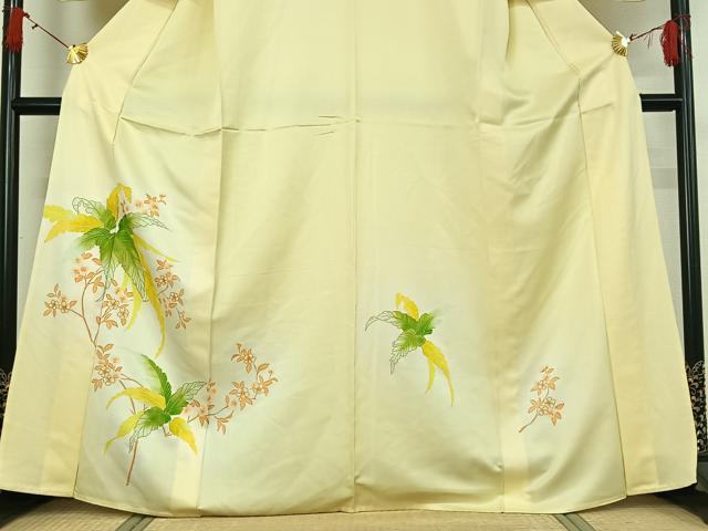 平和屋着物▽訪問着 単衣 枝花文 暈し染め 金彩 正絹 逸品 AABJ0218jh