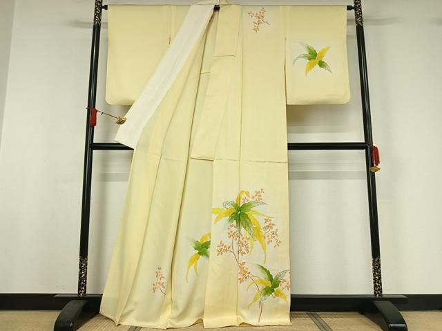平和屋着物▽訪問着 単衣 枝花文 暈し染め 金彩 正絹 逸品 AABJ0218jh
