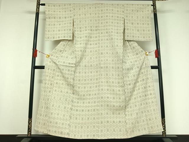 平和屋着物▽本塩沢 単衣 幾何学文様 正絹 逸品 AABJ0219jh