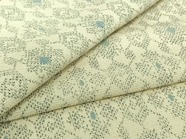 平和屋着物▽本塩沢 単衣 幾何学文様 正絹 逸品 AABJ0219jh