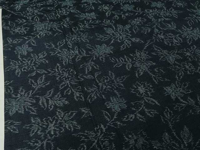 平和屋着物▽上質な紬 単衣 草花文 正絹 逸品 AABJ0226jh