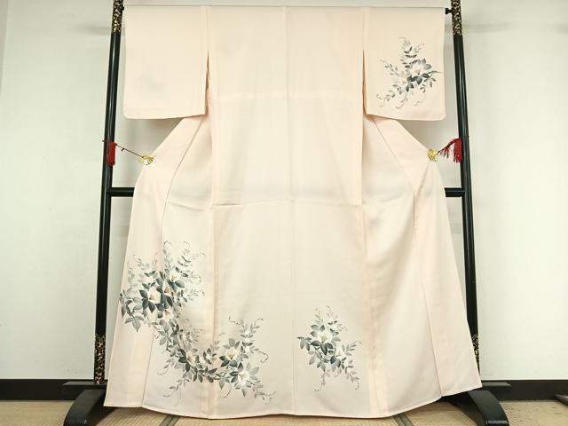平和屋着物▽訪問着 単衣 作家物 手描き 草花文 金彩 正絹 逸品 未使用 AABJ0228jh
